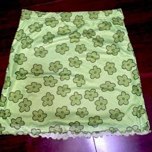 Shein floral green skirt